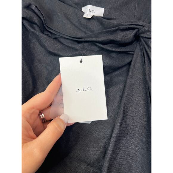 NWT A.L.C Heather Linen Eyelet High Low Black Midi Length Skirt - Picture 5 of 8